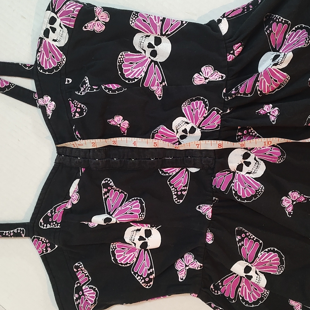 M VTG Jawbreaker Women's Sun Dress Pink Butterfly Skull Y2K 90s - Picture 9 of 12